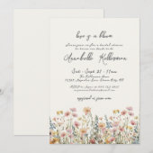Invitation Botanical Colorful Wildflowers Bridal Shower (Devant / Derrière)