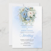 Invitation Botanical Dusty Blue White Peony Wedding Invites (Devant)
