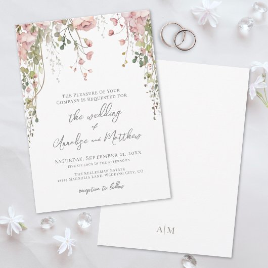 Invitation Botanical Elegant Watercolor Wildflower Wedding