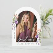Invitation Botanical Floral Photo Graduation Arch (Debout devant)