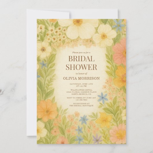 Invitation Botanical Garden Floral QR Code Bridal Shower (Devant)
