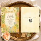 Invitation Botanical Garden Floral QR Code Bridal Shower