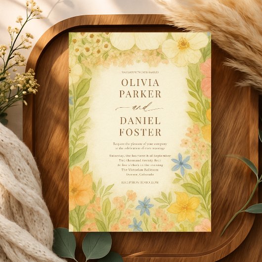Invitation Botanical Garden Floral Wildflower Wedding
