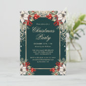 Invitation Botanical Green Gold Confetti Christmas Party (Debout devant)