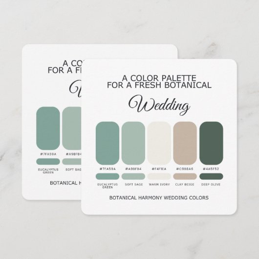 Invitation Botanical Green Wedding Color Palette Garden Card (Devant / Derrière)