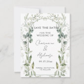 Invitation Botanical Greenery Eucalyptus Save The Date | (Devant)