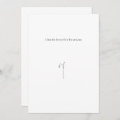 Invitation Botanical Grief Mourning Désolé For Your Loss Card (Devant / Derrière)