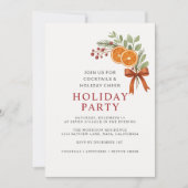 Invitation Botanical Holiday Party Christmas Red Bow (Devant)