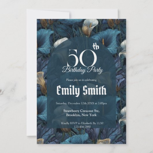 Invitation Botanical Inspired Call Lilies Sparkle (Devant)