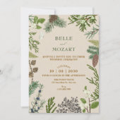 Invitation Botanical leaves christmas wedding (Devant)