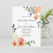 Invitation Botanical mint green coral pink floral wedding (Debout devant)