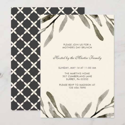 Invitation Botanical Mother's (Devant / Derrière)