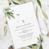 Invitation Botanical Olive Branch Elegant Monogram Wedding