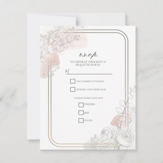 Invitation Botanical Outline Sage & Blush Floral Wedding  (Devant)