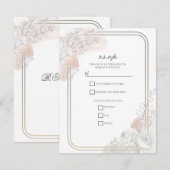 Invitation Botanical Outline Sage & Blush Floral Wedding  (Devant / Derrière)