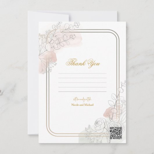 Invitation Botanical Outline Sage Blush Floral Wedding Sign (Devant)