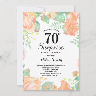 Invitation Botanical Peach Floral Surprise 70e anniversaire