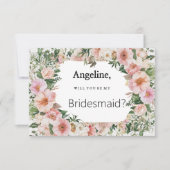Invitation Botanical pink blossom summer floral Bridesmaid (Devant)