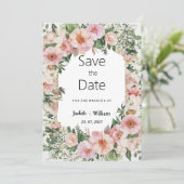 Invitation Botanical pink blossom summer floral Save the Date (Debout devant)