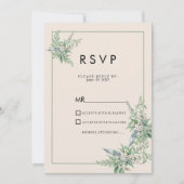 Invitation Botanical pink mint ivory floral RSVP (Devant)