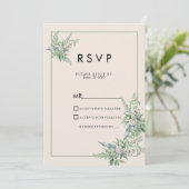 Invitation Botanical pink mint ivory floral RSVP (Debout devant)