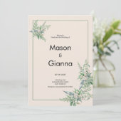 Invitation Botanical pink mint ivory floral Wedding (Debout devant)