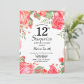 Invitation Botanical Red Floral Surprise 12e anniversaire (Debout devant)