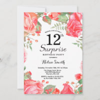 Botanical Red Floral Surprise 12e anniversaire