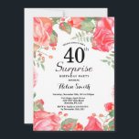 Invitation Botanical Red Floral Surprise 40e anniversaire<br><div class="desc">Invitation au 40e anniversaire de la Surprise de la flore rouge botanique. Floral Pink Peonies Invitation d'anniversaire pour les femmes. Fleur florale aquarelle. Fleurs de roses et de pivoines élégantes. Anniversaire adulte. Arrière - plan blanc. Noir et Blanc. 13e 15e 16e 18e 20e 21e 30e 40e 50e 60e 70e 80e...</div>