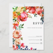 Invitation Botanical watercolor colorful floral RSVP  (Devant)