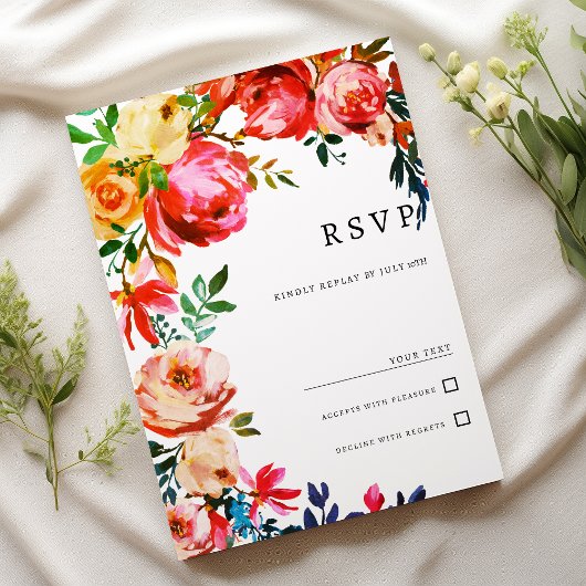 Invitation Botanical watercolor colorful floral RSVP 