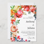 Invitation Botanical watercolor colorful floral Wedding  (Devant)