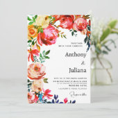 Invitation Botanical watercolor colorful floral Wedding  (Debout devant)