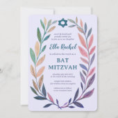 Invitation Botanical Watercolor CUSTOM QR Bar Bat Mitzvah (Devant)