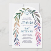 Invitation Botanical Watercolor QR Code Bar Bat Mitzvah Arch (Devant)