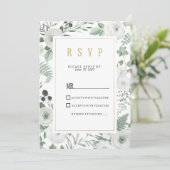 Invitation Botanical white mint berries floral RSVP (Debout devant)