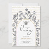 Invitation Botanical Wildflower Bee Honeycomb Bridal Shower (Devant)