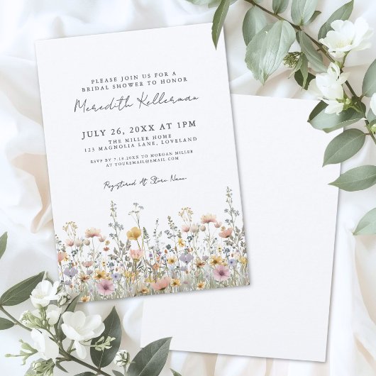 Invitation Botanical Wildflower Floral Bridal Shower