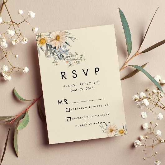 Invitation Botanical wildflowers garden floral RSVP