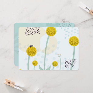 Invitation Botanique Abstrait Moderne Jaune Billy Button