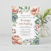 Invitation Botanique Automne Floral Aquarelle fête d'annivers (Debout devant)