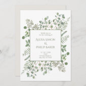 Invitation Botanique avec branches vertes mariage (Devant / Derrière)