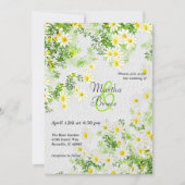 Invitation Botanique avec feuille et marguerites blanches inv (Devant)