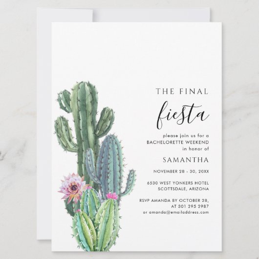 Invitation Botanique Bachelorette Week-end et Itinéraire (Devant)