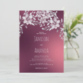 Invitation Botanique blanc bordeaux dégradé floral Mariage (Debout devant)