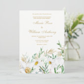 Invitation Botanique blanc menthe marguerite Mariage (Debout devant)