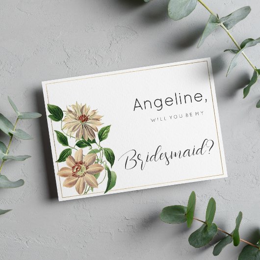 Invitation Botanique blanche rouge vert floral Bridesmaid