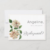 Invitation Botanique blanche rouge vert floral Bridesmaid (Devant)