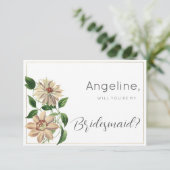 Invitation Botanique blanche rouge vert floral Bridesmaid (Debout devant)