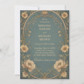 Invitation Botanique Bleu Vintage (Devant)